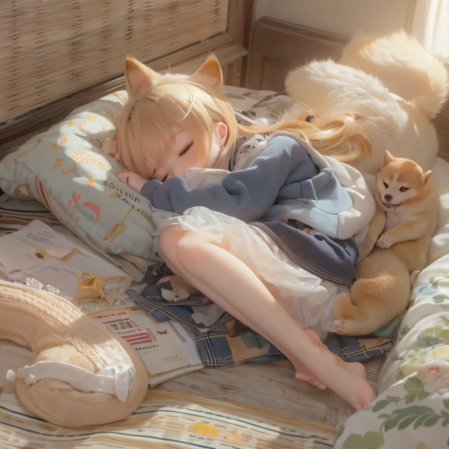 Shiba Inu girl、Sleeping in bed