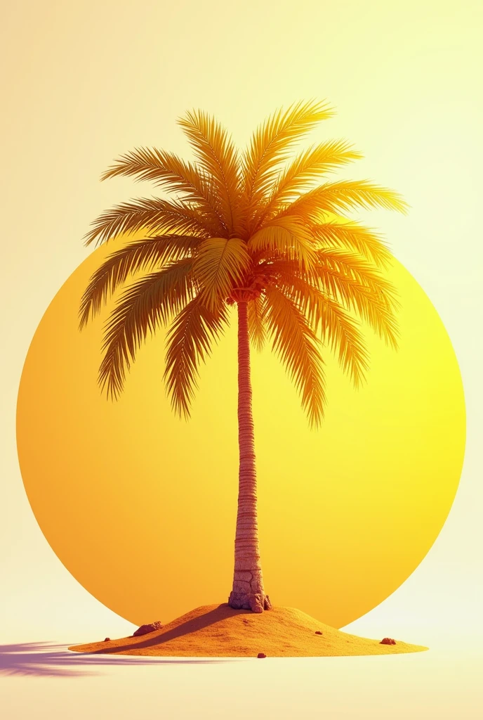 Promotional offer in the form of a circle with a yellow palm tree
