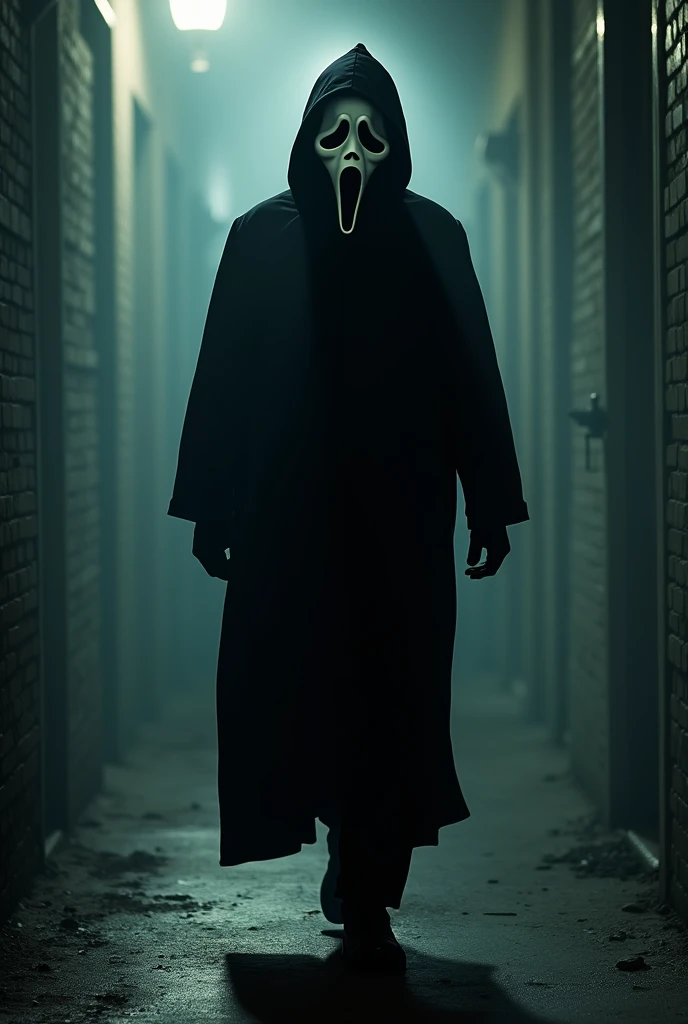 Ghostface serial killer walking backwards

