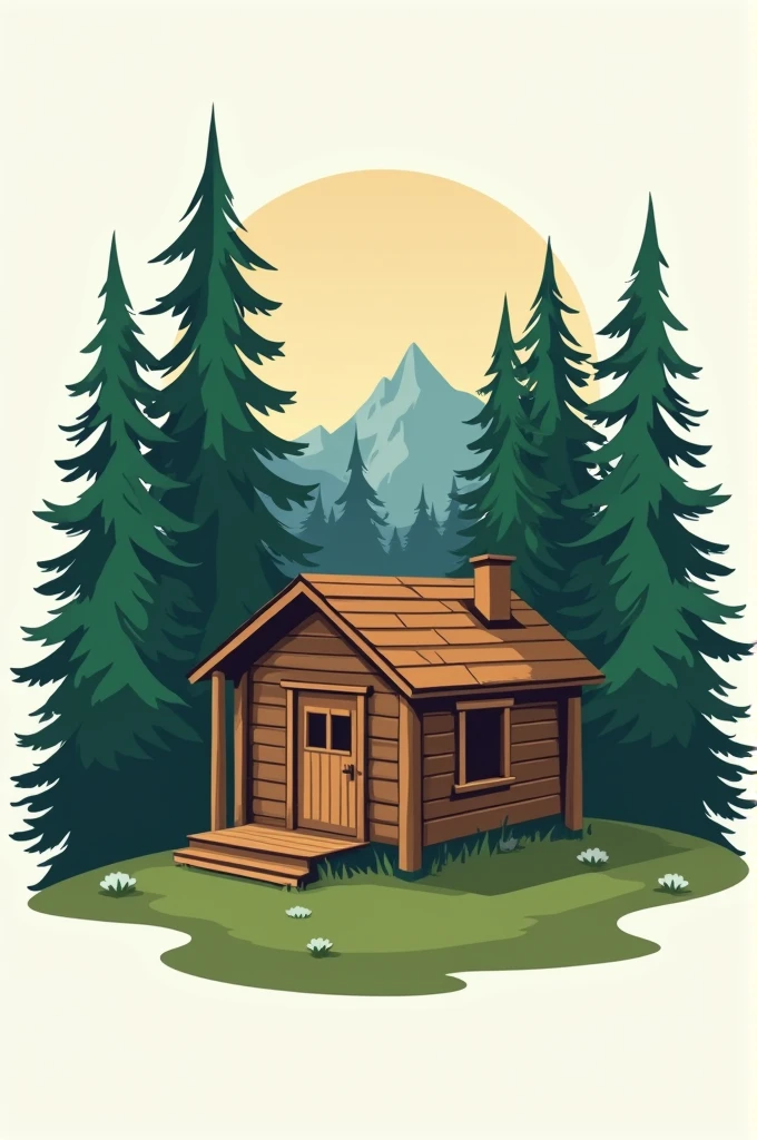 Create a logo of a cabin and a pine tree