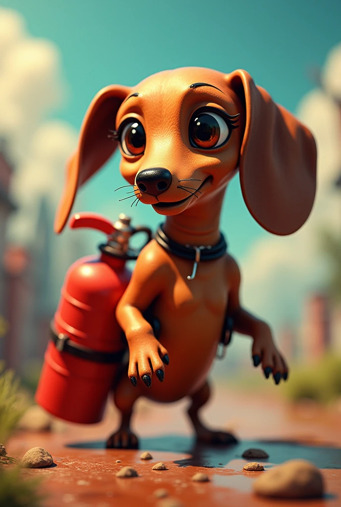 Dachshund with Fire extinguisher body