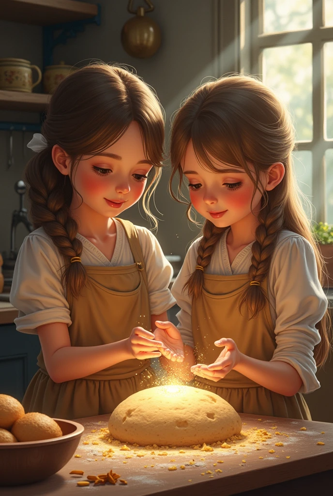 A trying to bake a magic bread with her grandmother while they say a spell
