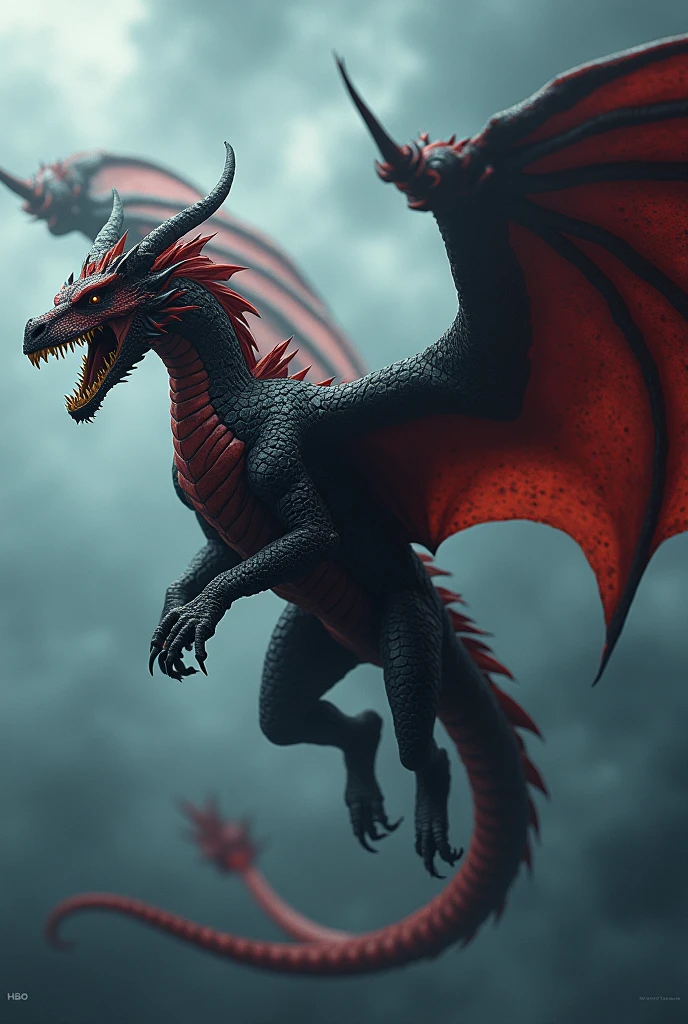 An image of Daemon Targaryen as if he were a dragon from House of the Dragon 