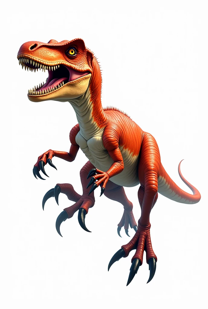An anime velociraptor on a white background 