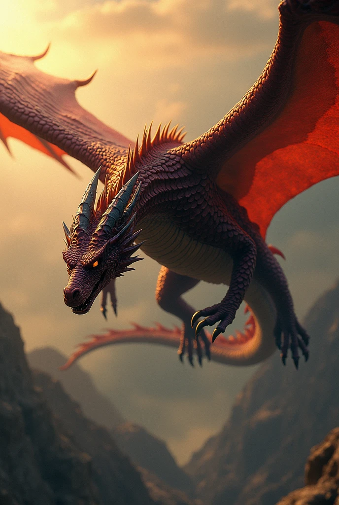 An image of Daemon Targaryen as if he were a dragon from House of the Dragon 