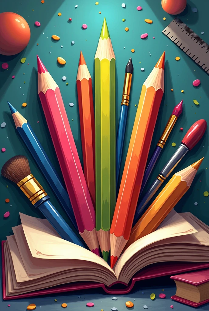 Create a logo with pencils, books and school supplies in general