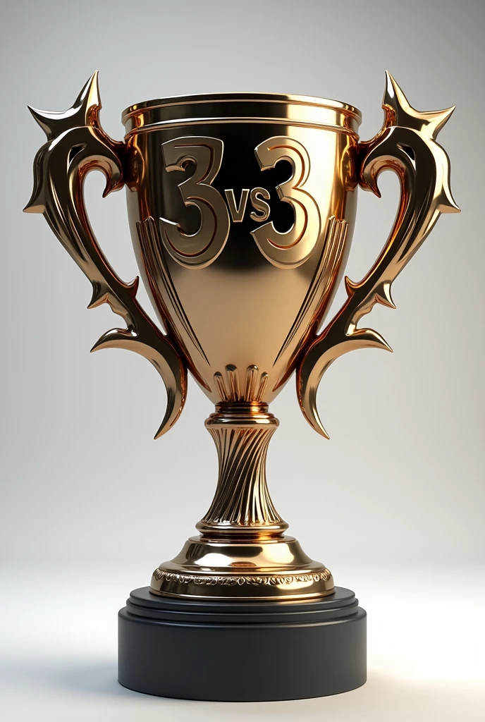 Create a trophy that doesn't have a person's body or face, that says " godlevel 3vs3" ultra realistic