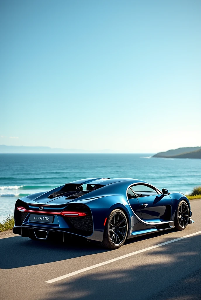 Bugatti Chiron luxury car by the sea