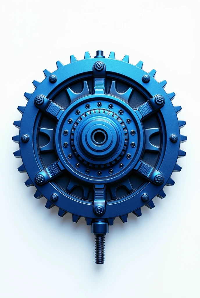 logo for a clothing company with a blue machine