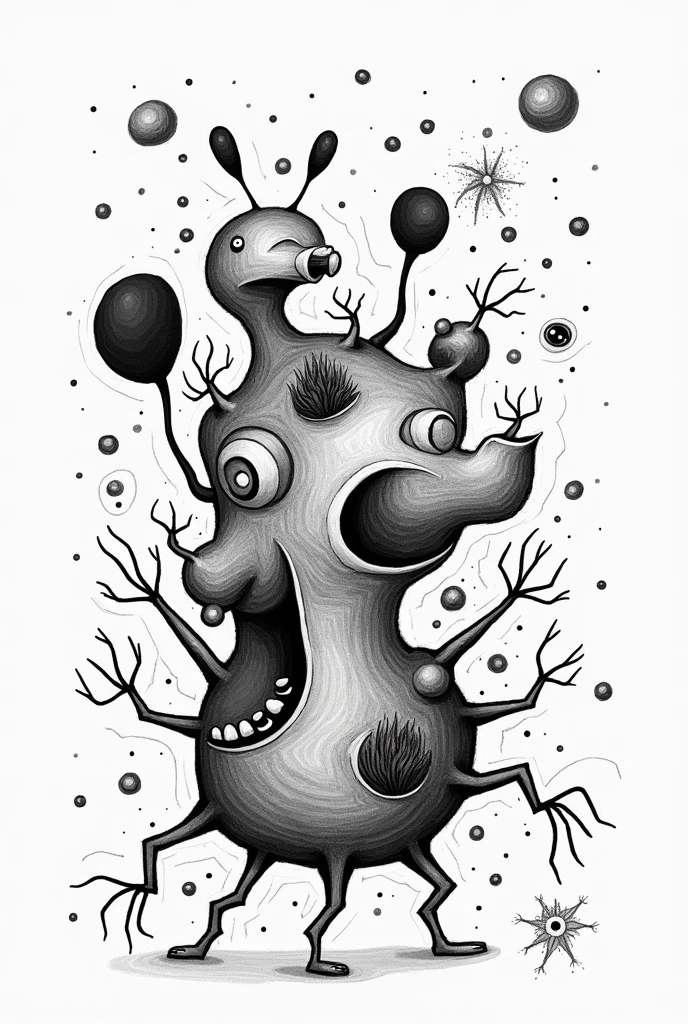 Nonsense drawing on black and white paper