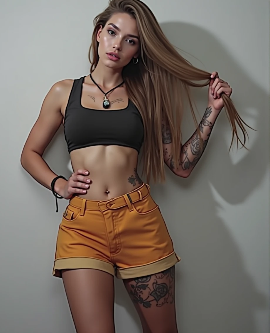 Beautiful 18 year old woman with brown hair