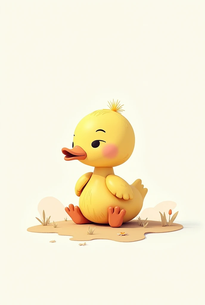 create an image of a “duckling-DUCK Disney art-style” (((CGI,3D))) . use this style: {"artwork":{"line_work":{"type": ["continuous","rudimentary"],"characteristics": ["unbroken lines","thin","fluid","expressive","creates motion"]},"subject":{"style":"simplified","details":false,"description":"capturing essence with no detail"},"composition":{"background_color":"#ffffff","arrangement":"centered","balance":"balanced","focal_point":"none","color_patch":{"color":"#d9cbb8","shape":"organic, irregular","position": ["layered beneath line art","near the focal point","slightly offset to maintain balance"],"size":"medium","layer":"background","quantity":1,"edges":"crisp","purpose":"contrast and balance"},"viewer_experience":"eye moves freely","negative-space":"important role","effect":"harmony"},"overall_style":{"influences": ["modern","minimalist","abstract art","contemporary illustration"],"cohesion":"continuous line drawing","fluidity":"emphasized","color_effect":"adds warmth and softness"}}}