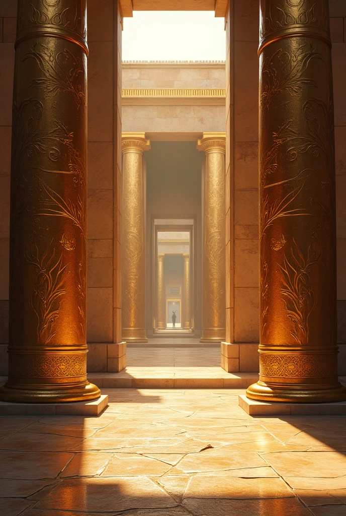 Two columns made of Bronze on the outside of Solomon's Temple 