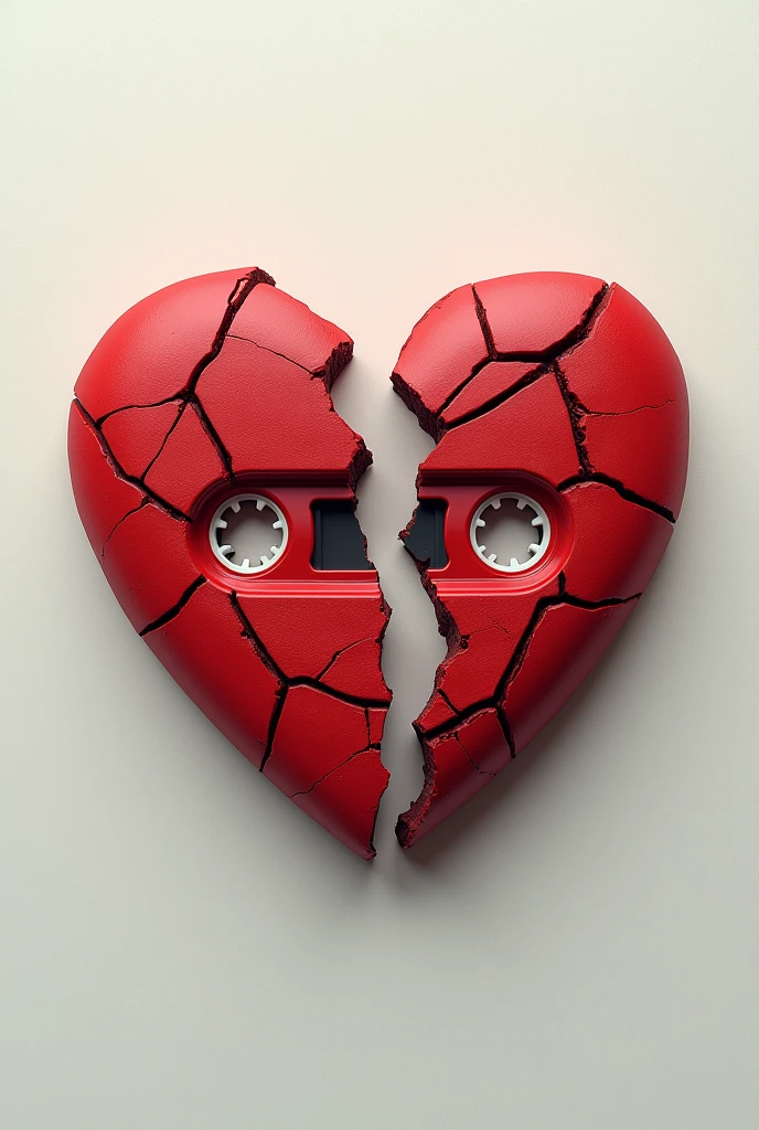 create a broken heart in the shape of a cassette
