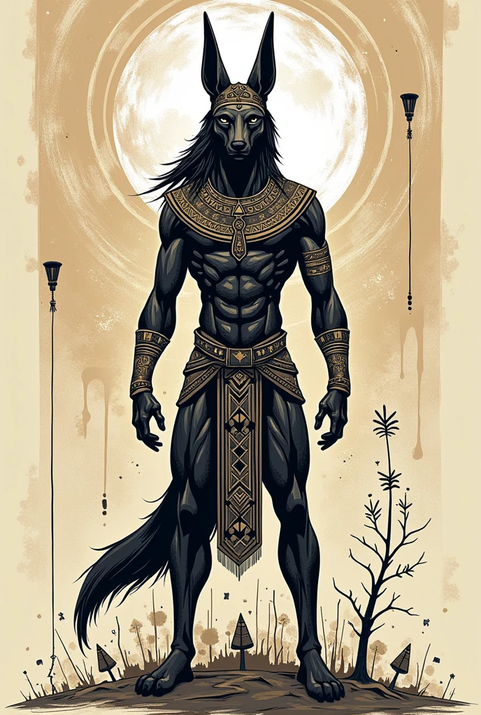 tribal anubis drawing
