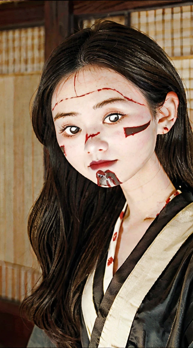 Confused Kuchisake-onna, with her slit mouth