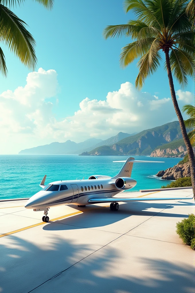 Private jet luxury by the sea