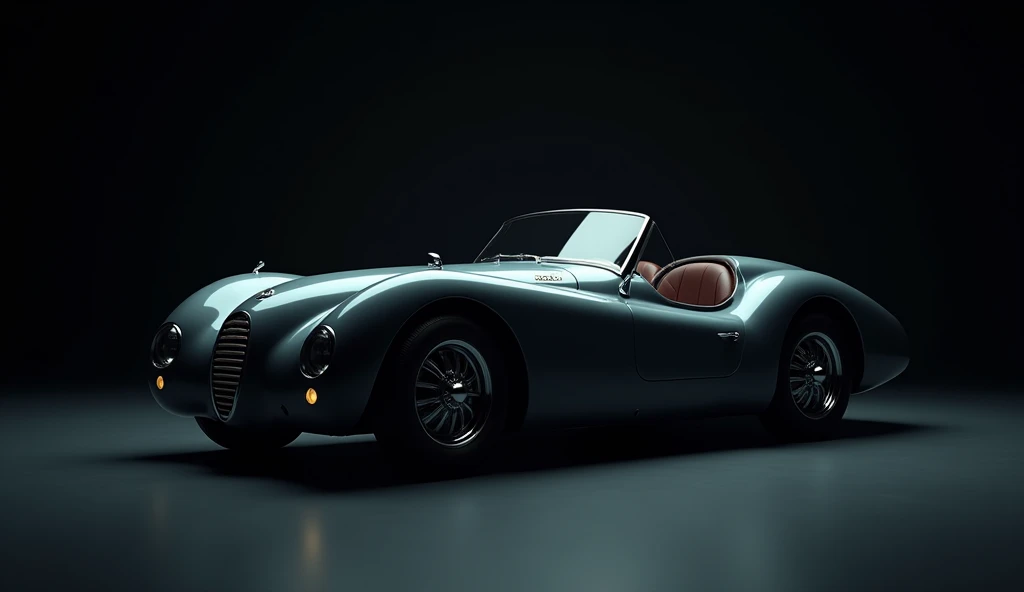 (masterpiece, beste-Qualit: 1.2), Предельно детализированный Wiesmann MF 3 Roadster, (Muted colors: 1.2, dark studio, rim lighting, duotone lighting, dim lighting, Low key, ), Poster from the 1930s \(style of\), Black film, (nuarnaya atmosphere: 1), gloomy atmosphere, Emphasis on noir colors, 1930s (/style of/), Cold night air, Trending on ArtStation, trending on CGsociety, Intricate, high detail, dramatic, photorealistic pictorial art by Midjourney and Greg Rutkowski,