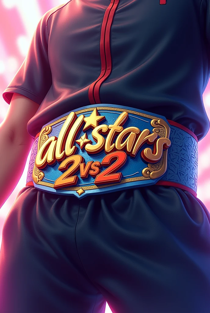 Create a belt that says "all☆stars 2vs2" ultra realistic