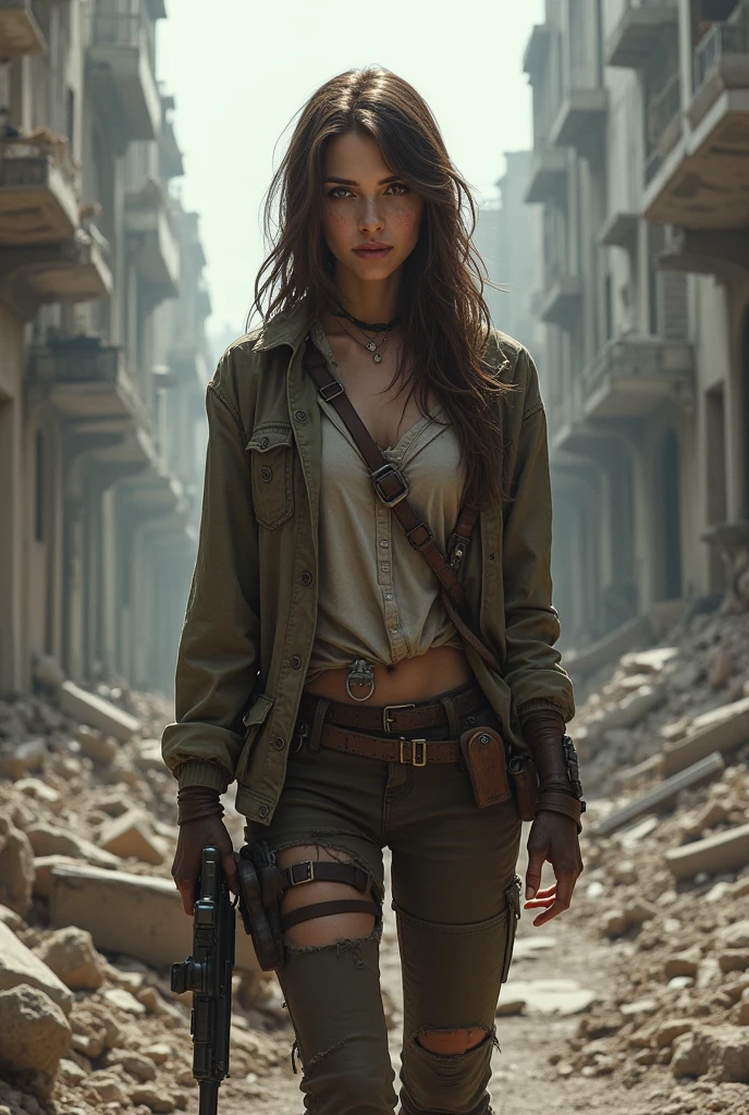 créer une jeune femme brune dans un univers apocalyptique