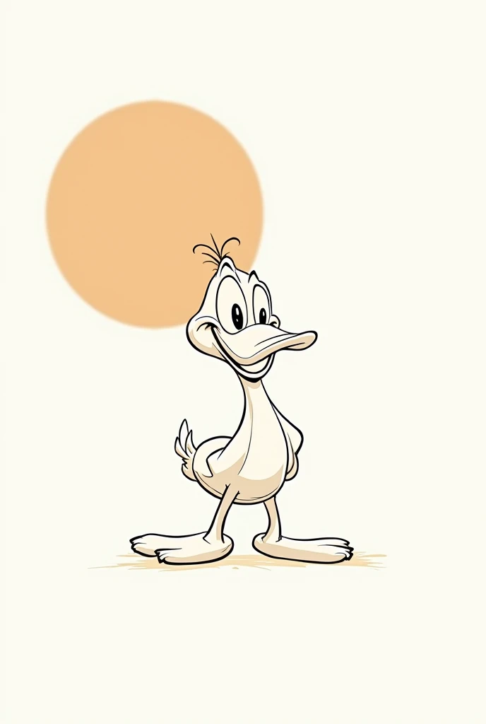 create an image of a “(((Daffy Duck))) Looney Tunes art-style” (((CGI,3D))) . use this style: {"artwork":{"line_work":{"type": ["continuous","rudimentary"],"characteristics": ["unbroken lines","thin","fluid","expressive","creates motion"]},"subject":{"style":"simplified","details":false,"description":"capturing essence with no detail"},"composition":{"background_color":"#ffffff","arrangement":"centered","balance":"balanced","focal_point":"none","color_patch":{"color":"#d9cbb8","shape":"organic, irregular","position": ["layered beneath line art","near the focal point","slightly offset to maintain balance"],"size":"medium","layer":"background","quantity":1,"edges":"crisp","purpose":"contrast and balance"},"viewer_experience":"eye moves freely","negative-space":"important role","effect":"harmony"},"overall_style":{"influences": ["modern","minimalist","abstract art","contemporary illustration"],"cohesion":"continuous line drawing","fluidity":"emphasized","color_effect":"adds warmth and softness"}}}
