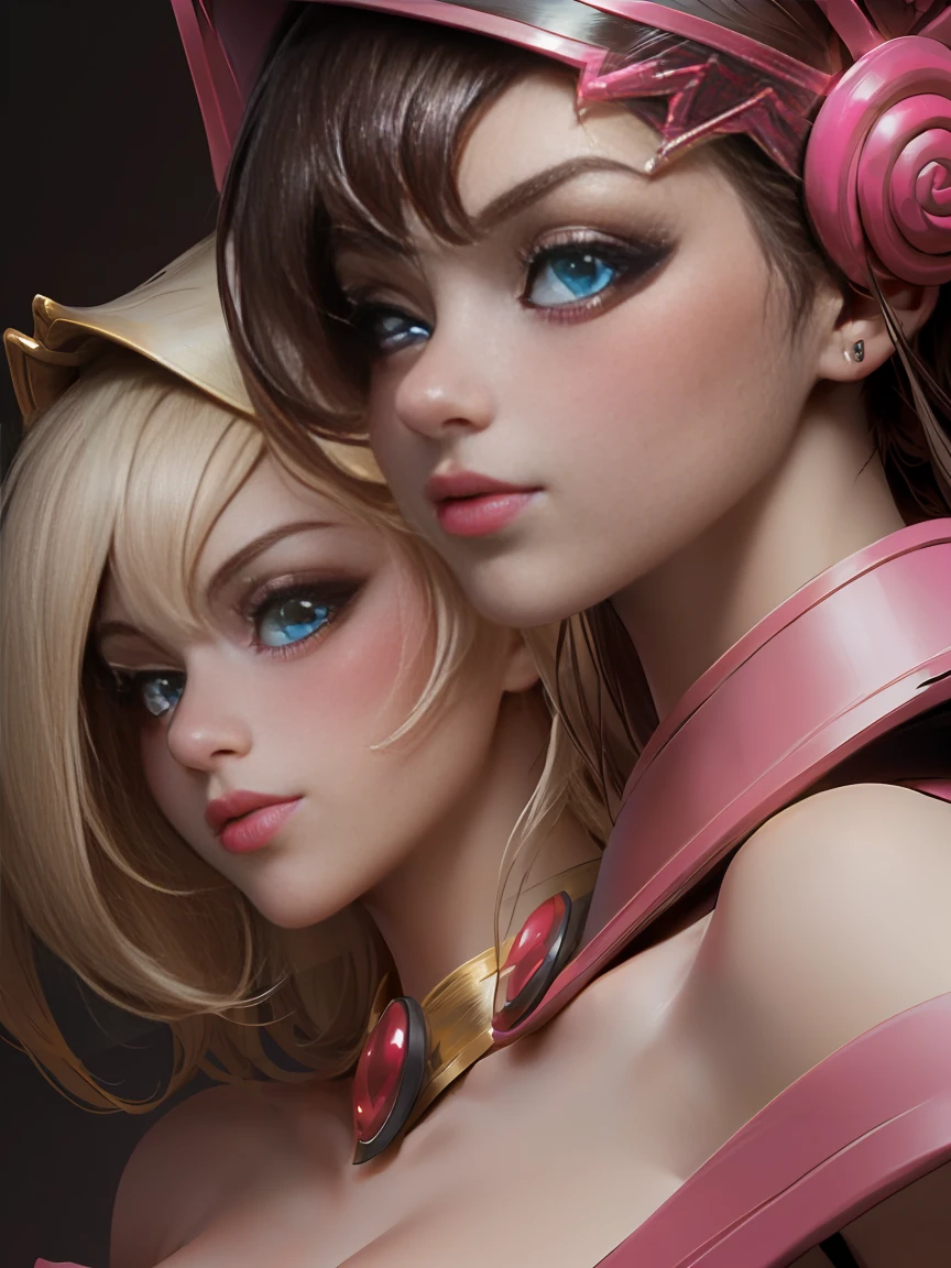 Take a close-up. beautiful face dark Magician girls,by rubio. blue eyes. pink lips. Thick and long eyelashes. Highlight beautiful nails. big breasts.