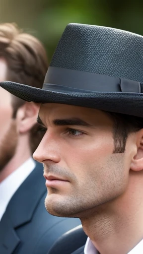 A group of English men focus on the face