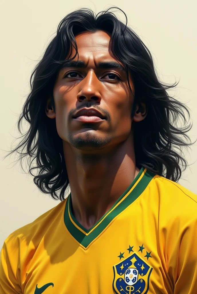 Player Pele with long, straight hair