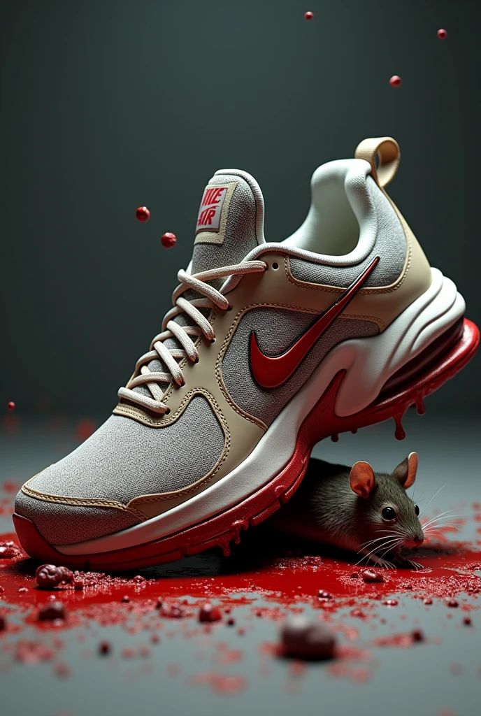 Nike Tuned air crushing a mouse, blood splatters and the mouse's organs are crushed under Kylian's soles., GROSSES TN OU AIR MAX 95