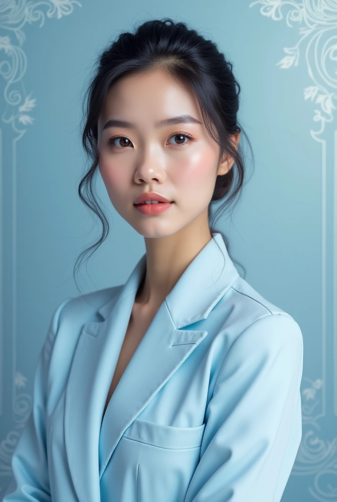 Elegant blue and white photo ID card