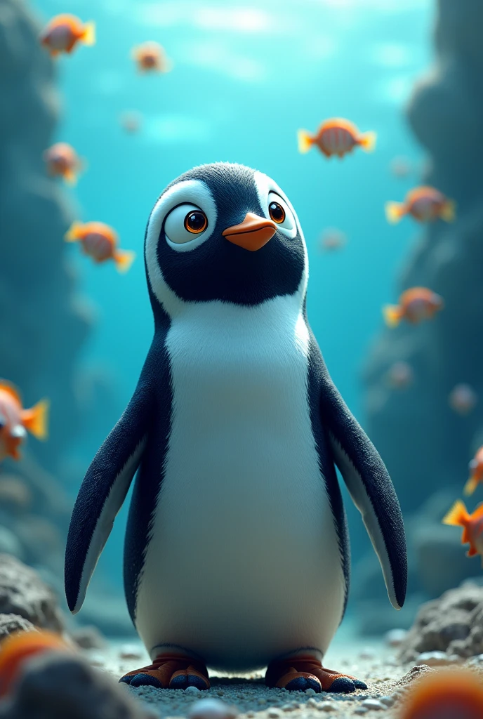 Penguin with a wetsuit