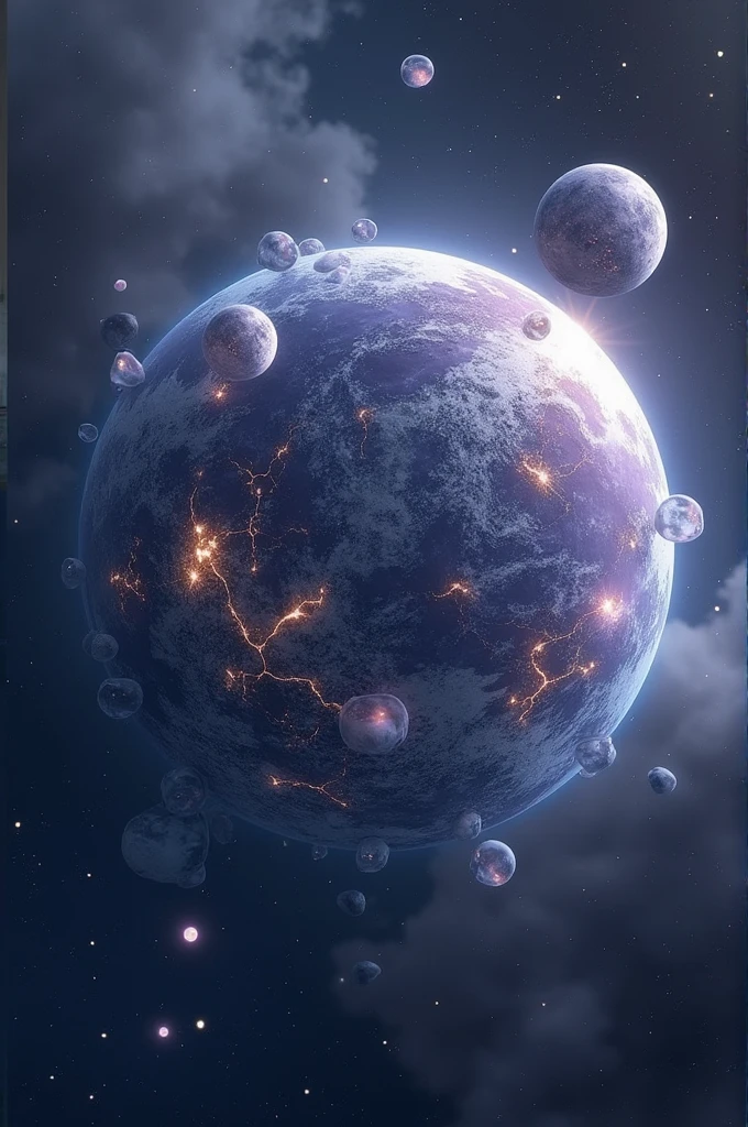 Could you make a planet imploding, keep in mind that the planet is made of quartz, so if you make a lot of pearls it will be better understood, and make the image animated