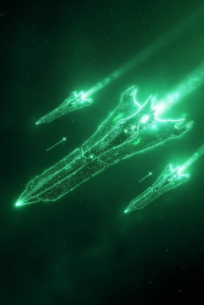 Generate spaceships of light that protect the universe against evil forces, As ships emit emerald green light