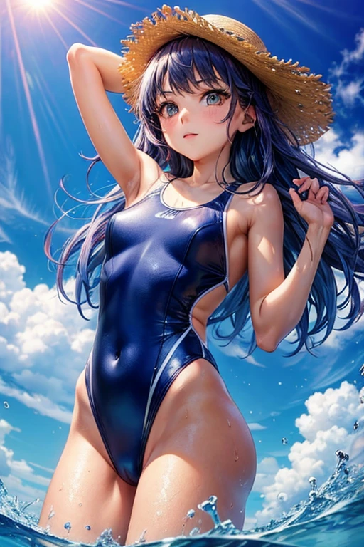 a girl in a swimsuit