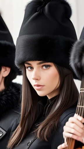  A group of Auerbach men with black fur hats, focus on the face 