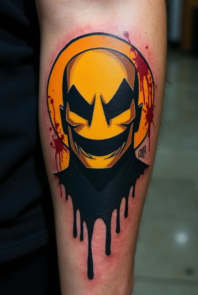 I would like a comic book tattoo "the watchman", the happy face of the comedian
