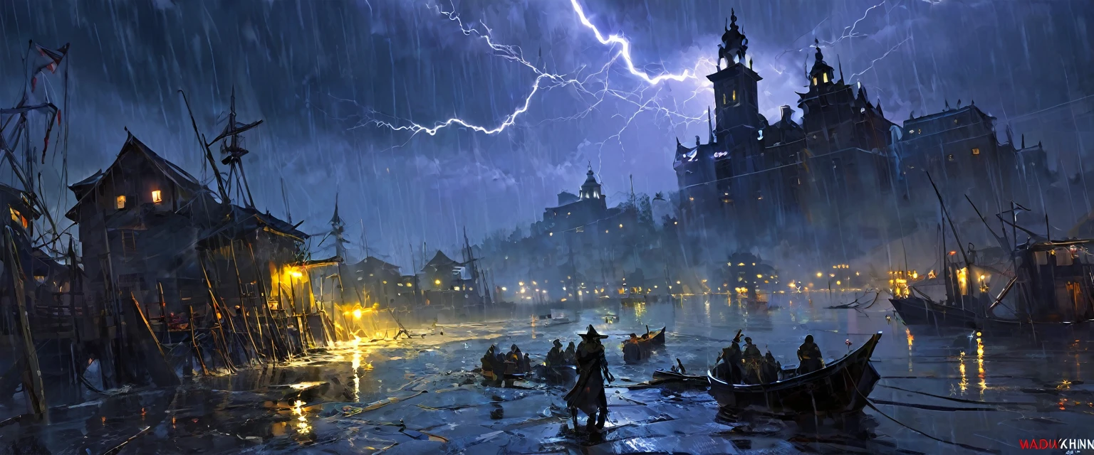 night of storm, horror night, art inspired by Wadim Kashin