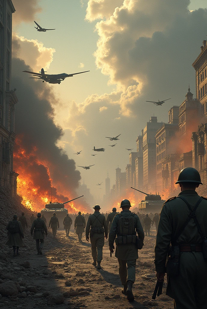World War II was a global conflict that lasted from 1939 to 1945, involving most of the world's nations. It was the deadliest conflict in human history, with an estimated 70-85 million fatalities.

The war's origins can be traced back to the aftermath of World War I and the Treaty of Versailles in 1919. The treaty imposed harsh penalties on Germany, leading to economic hardship and political instability. This, combined with the rise of Adolf Hitler and the Nazi Party in Germany, set the stage for the conflict. Hitler's aggressive expansionist policies, aimed at overturning the post-World War I international order, were central to the war's outbreak.

The immediate cause of World War II was Germany's invasion of Poland on September 1, 1939. Hitler sought to expand German territory and secure "living space" (Lebensraum) for the German people. This invasion prompted Britain and France to declare war on Germany, marking the beginning of the conflict. Over the next few years, the war expanded as Germany, Italy, and Japan (the Axis powers) pursued military campaigns across Europe, North Africa, and the Pacific.

The tide of the war began to turn in favor of the Allies after significant battles such as the Battle of Stalingrad (1942-1943) and the Battle of Midway (1942). The Allied invasion of Normandy (D-Day) on June 6, 1944, marked a crucial turning point, leading to the liberation of Western Europe from Nazi control.

World War II ended with the unconditional surrender of the Axis powers. Germany surrendered on May 7, 1945, after the fall of Berlin to Soviet forces. Japan continued fighting until the United States dropped atomic bombs on Hiroshima and Nagasaki in August 1945, leading to Japan's surrender on September 2, 1945. The war's end reshaped the global political landscape and led to the establishment of the United Nations in an effort to prevent future conflicts on such a devastating scale.