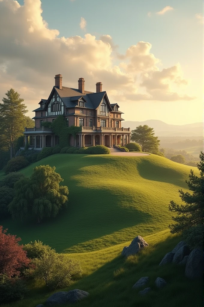 There is a big house on mount hill and morning time