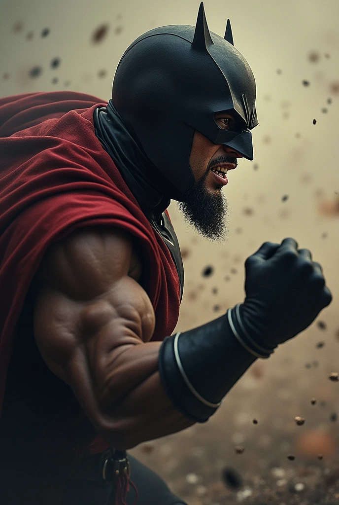 Make an image of Mr. Destiny masked, angry, punching the ground, profile picture