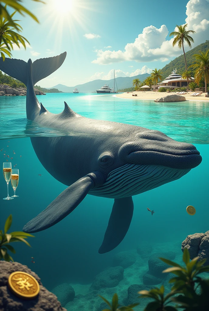 Baleine en vacances avec des millions de dollars 
