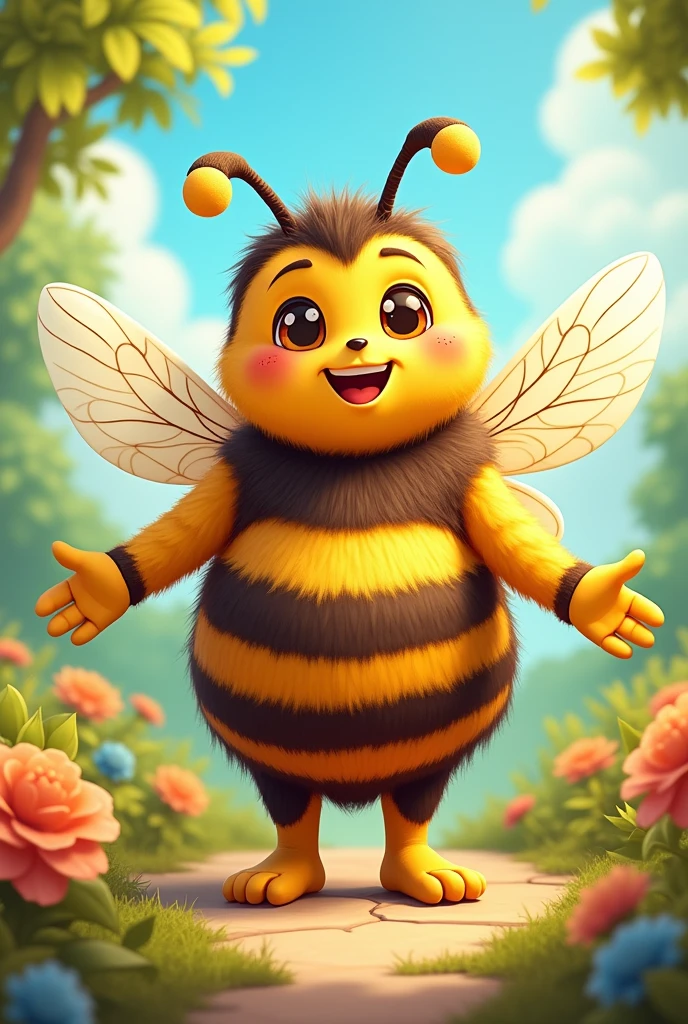 bee mascot, with a human-like body