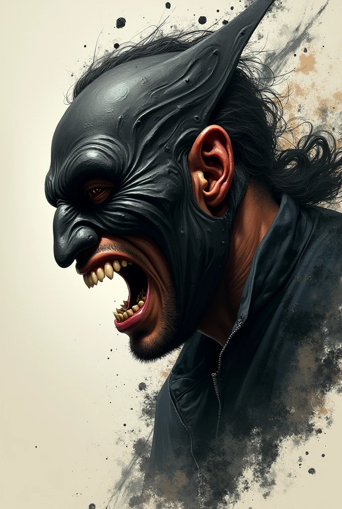 Make an image of Mr. Destiny masked, getting angry and kicking the floor, profile picture