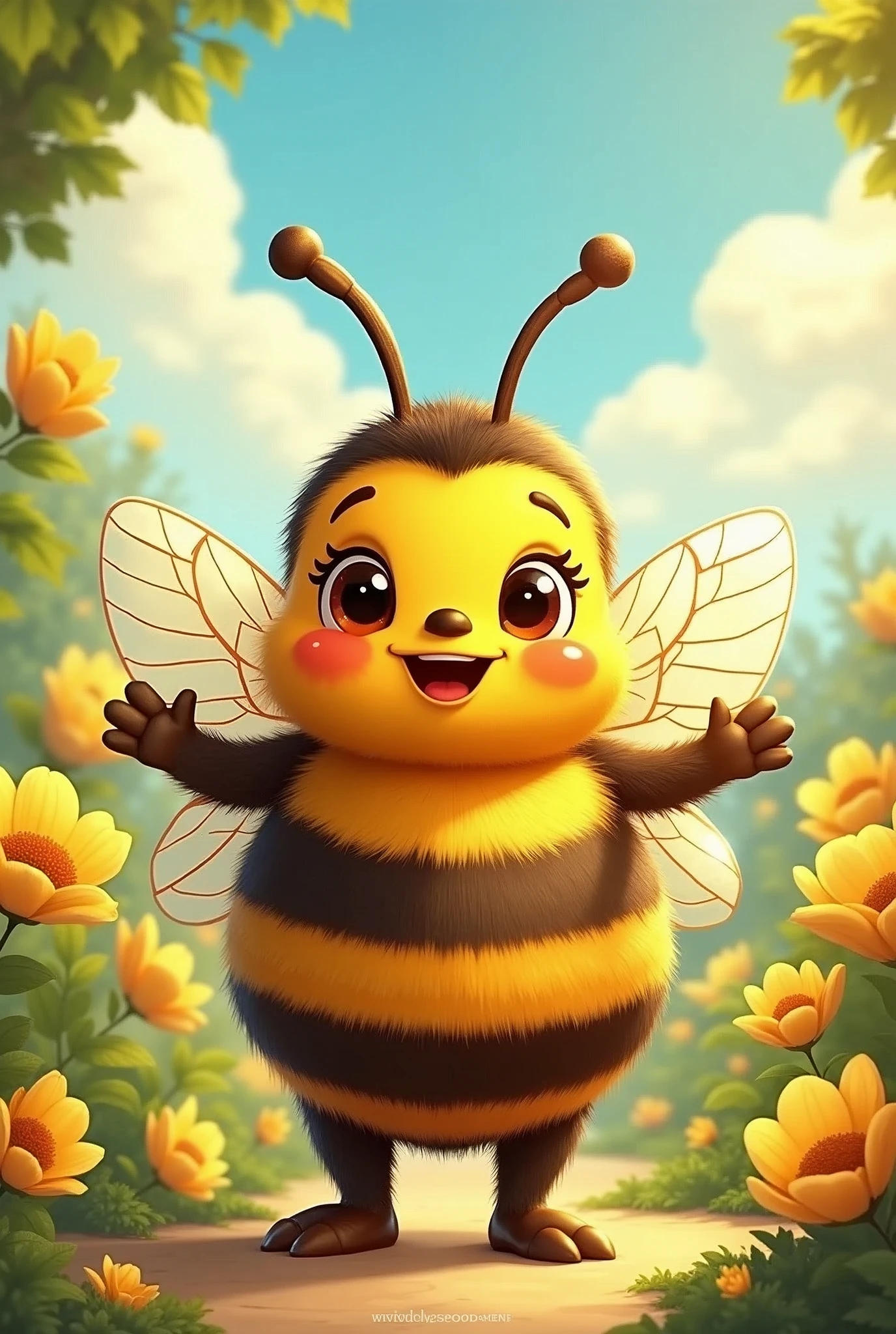 bee mascot, with a human-like body