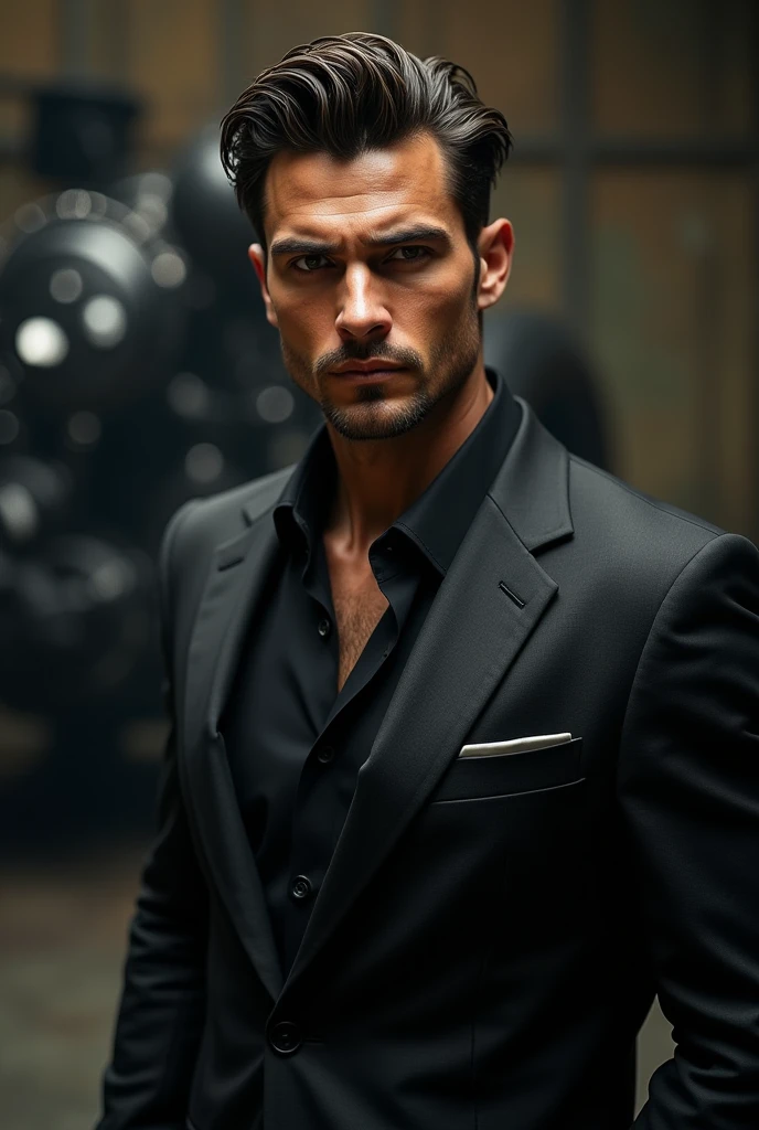 A hot gangster young man with Black engine