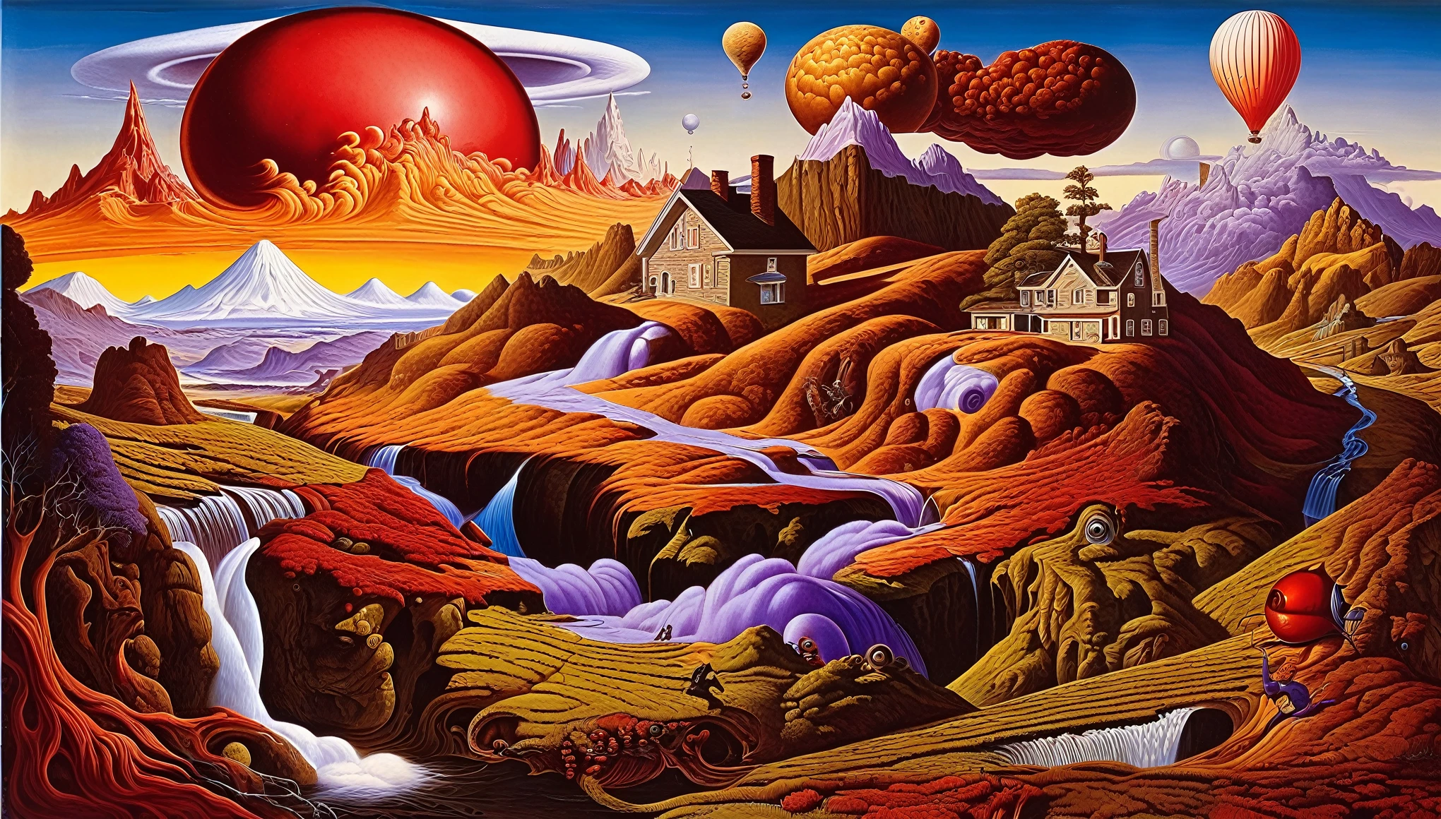 Todd Schorr's surrealism, surrealistic landscape , improvisation, spatial 7 dimensions,
((best quality, masterpiece)), complex parts, chaos, improvisation, 20th century, ((Todd Shorr style )),
extreme detail, deep plot drawing, /red:0.2/BLUE:0.2/chlorine:0.2/grey:0.2/lilac:0,2