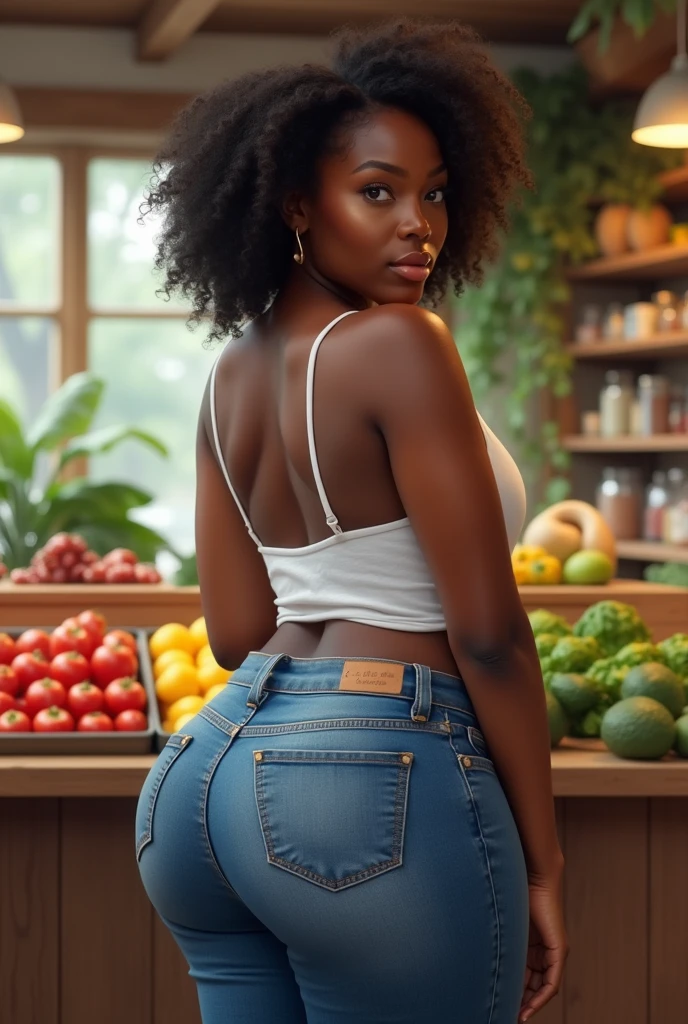 MULHER AFRICANA, COM SEIOS ENORMES, COM A BUNDA MUITO GRADE E CURVELINES, ANDANDO POR UM SUPERMERCADO
