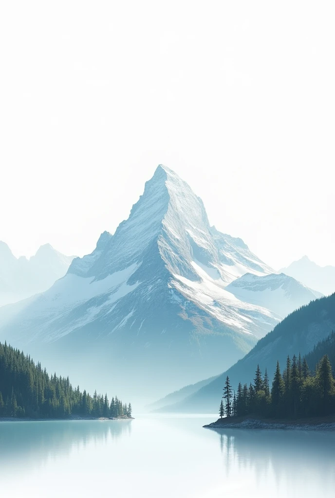 mountain do it with a white background and keep it with the color palette you used for the lake