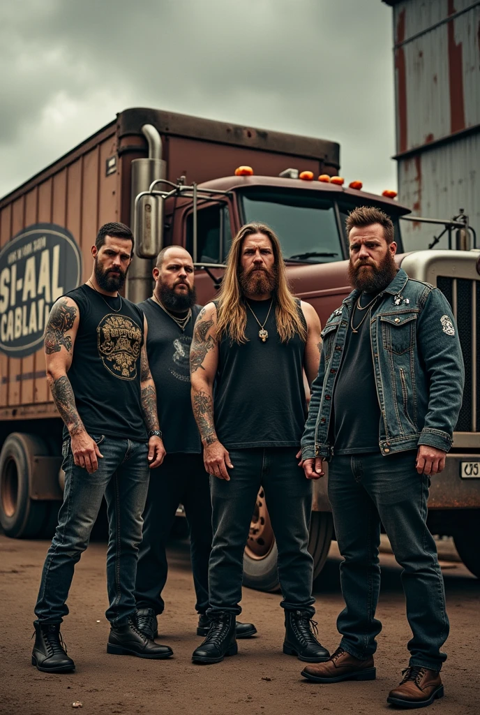  Guys with Character, Living in.Limit, Truck Metal Band , mit einen LKW drauf keine Menschen Schriftzug Guys with Character und Living in Limit.