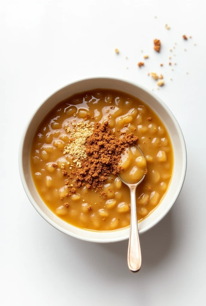 Tom brown porridge with white background